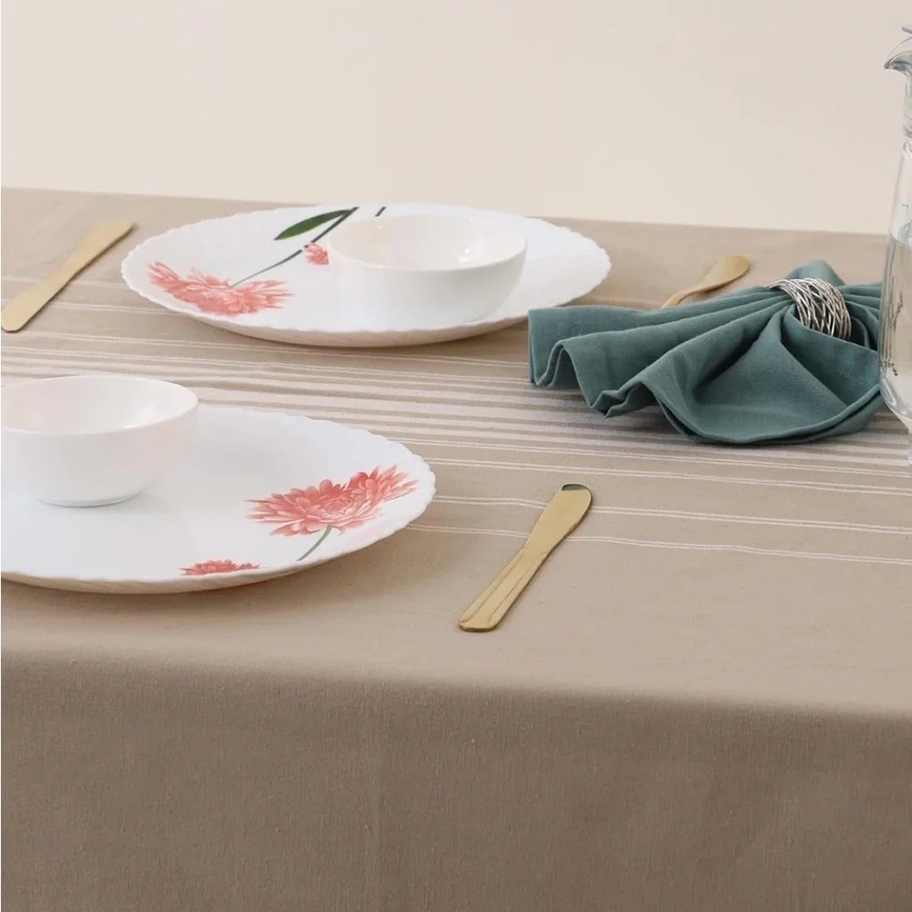 NEW! Yourtablecloth Striped Rectangle Tablecloth  (Beige, 60 x 84)